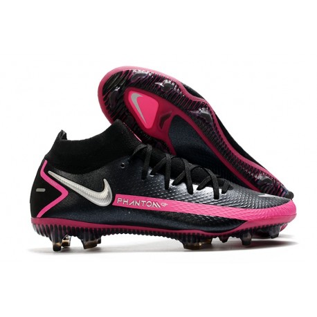 Crampons de Football Nike Phantom GT Elite DF FG Noir Argent Rose