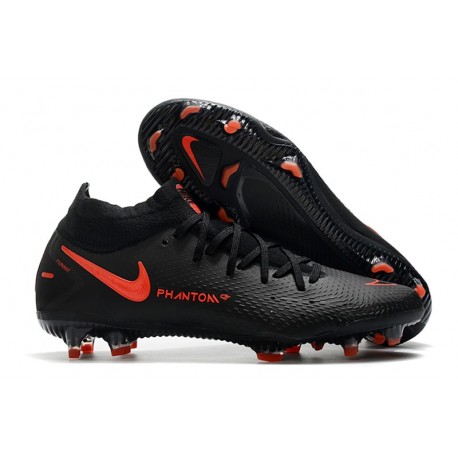 Crampons de Nike Phantom GT Elite DF FG Noir Rouge Chili Gris fumee