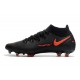 Crampons de Nike Phantom GT Elite DF FG Noir Rouge Chili Gris fumee