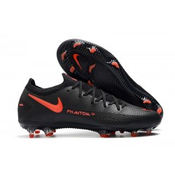 Nike Phantom GT Elite FG Nouvelles Crampon-Noir Rouge Chili Gris Fumee