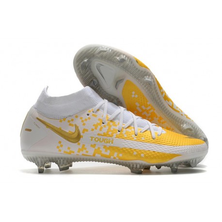 Crampons de Football Nike Phantom GT Elite DF FG Blanc Or