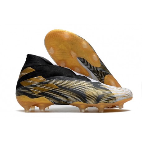 adidas Nemeziz 19+ FG Crampons de Football Noir Or Blanc