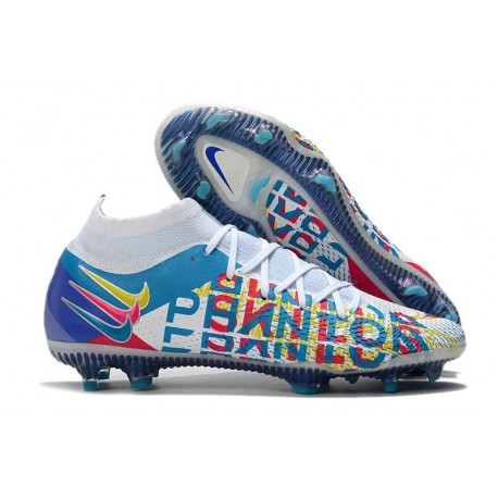 Nike Chaussure Phantom GT Elite DF 3D FG - Blanc Bleu Rose Jaune