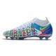 Nike Chaussure Phantom GT Elite DF 3D FG - Blanc Bleu Rose Jaune