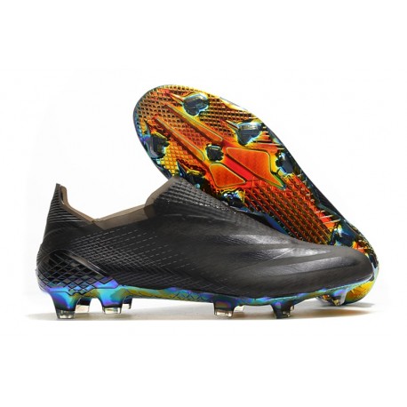 Chaussure adidas X Ghosted + FG Superstealth - Noir Bleu cyan