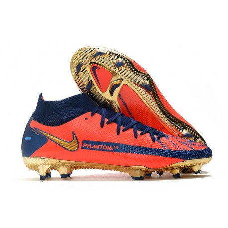 Neuf Nike Phantom GT Elite DF FG Orange Bleu Or