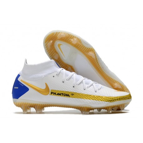 Neuf Nike Phantom GT Elite DF FG Blanc Or Bleu