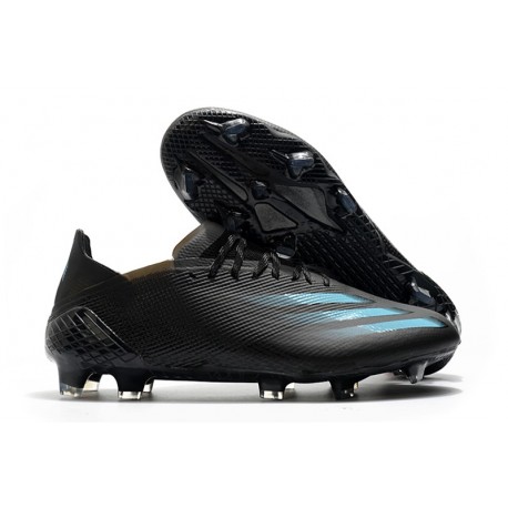 Crampons adidas X Ghosted.1 FG Superstealth - Noir Bleu cyan