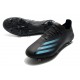 Crampons adidas X Ghosted.1 FG Superstealth - Noir Bleu cyan