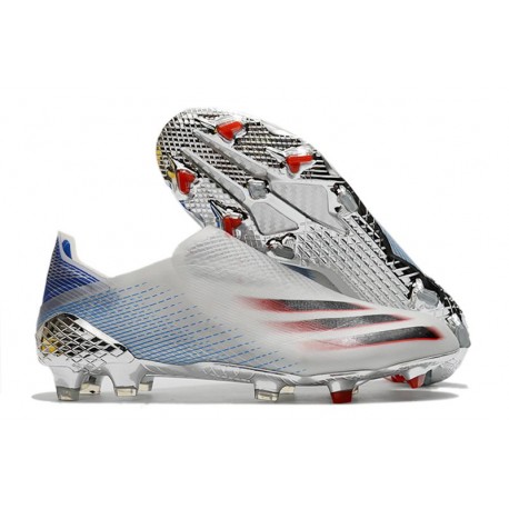 Chaussure adidas X Ghosted + FG Argent Métallique Noir Foncé Ecarlate