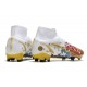 Chaussure Nike Mercurial Superfly 8 Elite FG Blanc Rouge Or Bleu
