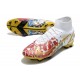 Chaussure Nike Mercurial Superfly 8 Elite FG Blanc Rouge Or Bleu