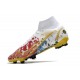 Chaussure Nike Mercurial Superfly 8 Elite FG Blanc Rouge Or Bleu