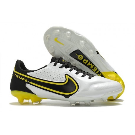 Nike Tiempo Legend IX Elite FG Blanc Gris Foncé Noir Jaune Strike
