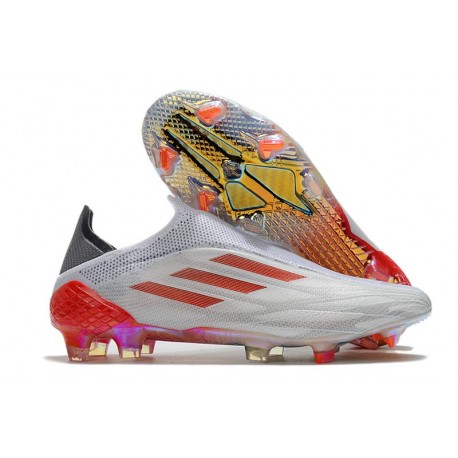 adidas X Speedflow+ FG Nouveaux Blanc Acier Métallique Rouge Solaire
