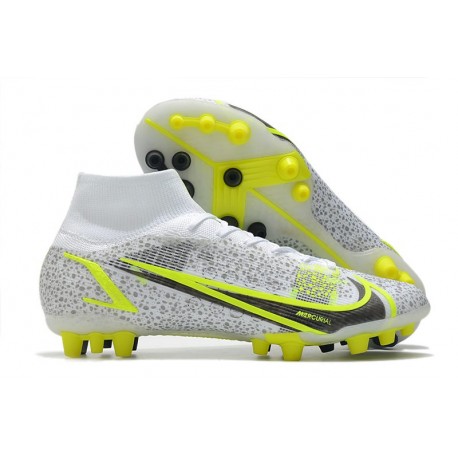 Nike Mercurial Superfly 8 Elite AG-PRO Blanc Noir Métallique Argent Vol