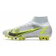 Nike Mercurial Superfly 8 Elite AG-PRO Blanc Noir Métallique Argent Vol