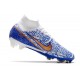 Nike Air Zoom Mercurial Superfly Elite 9 FG Blanc Bleu Or