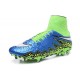 Meilleur Crampons Nike Hypervenom Phantom II FG Terrains Secs Bleu Vert Noir