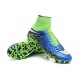 Meilleur Crampons Nike Hypervenom Phantom II FG Terrains Secs Bleu Vert Noir