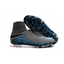 Meilleur Crampons Nike Hypervenom Phantom II FG Terrains Secs Gris Bleu Noir