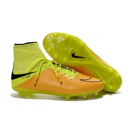 Meilleur Crampons Nike Hypervenom Phantom II FG Terrains Secs Jaune Volt Noir