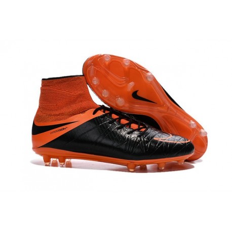 Chaussures de Football Nouvelle Nike Hypervenom Phantom II FG Cuir Noir Orange