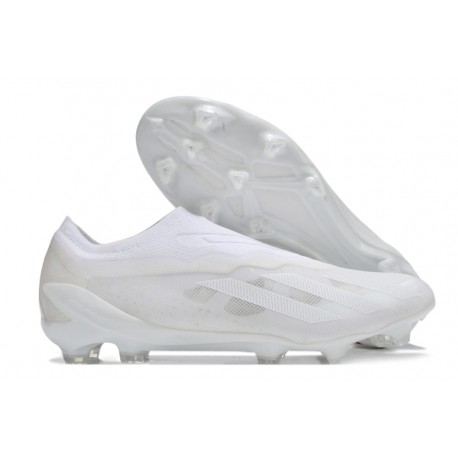 Crampons adidas X Crazyfast.1 FG Laceless Pearlized - Blanc