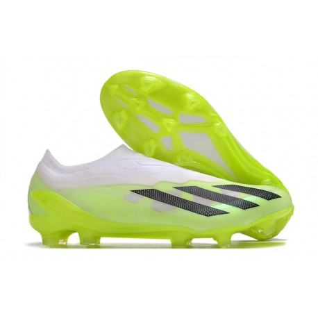 Crampons adidas X Crazyfast.1 FG Laceless Crazyrush - Blanc Noir Lucid Lemon