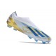 Crampons adidas X Crazyfast.1 FG Laceless Blanc Bleu Or