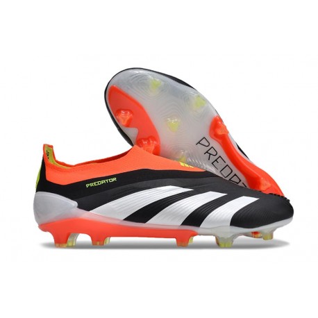 Crampons adidas Predator Elite Laceless FG Noir Banc Rouge Solaire
