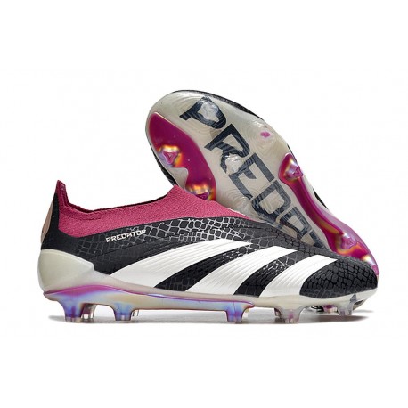 Crampons adidas Predator Elite Laceless FG Noir Blanc Violet