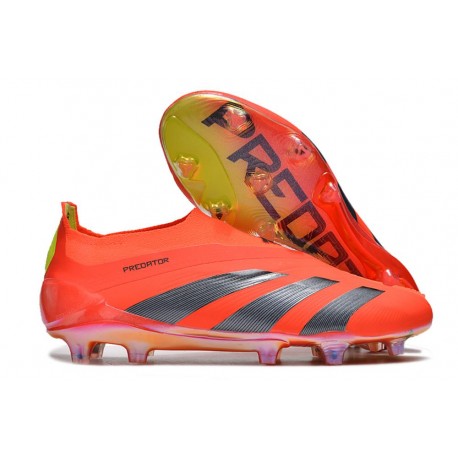 Crampons adidas Predator Elite Laceless FG Rouge Noir Jaune 