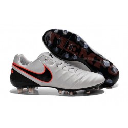 Chaussures Cuir de Kangourou Nouveau 2016 Nike Tiempo Legend VI FG Blanc Noir Rouge