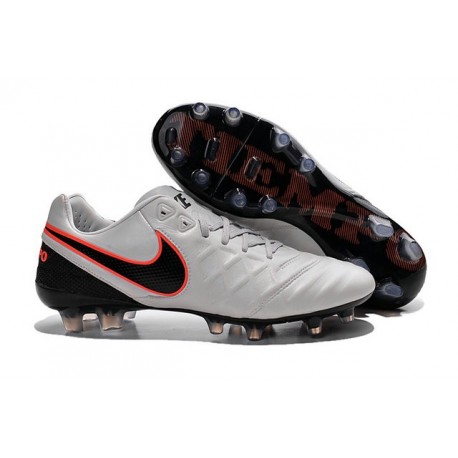 Chaussures Cuir de Kangourou Nouveau 2016 Nike Tiempo Legend VI FG Blanc Noir Rouge