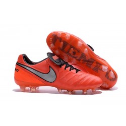 Chaussures Cuir de Kangourou Nouveau 2016 Nike Tiempo Legend VI FG Orange Blanc