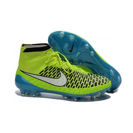 Chaussures de Football Nouveau Nike Magista Obra FG Vert Bleu Blanc