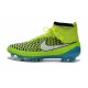 Chaussures de Football Nouveau Nike Magista Obra FG Vert Bleu Blanc