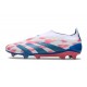Crampons adidas Predator Elite Laceless FG Blanc Ftwr Bleu Solaire Rose Solaire