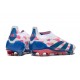 Crampons adidas Predator Elite Laceless FG Blanc Ftwr Bleu Solaire Rose Solaire