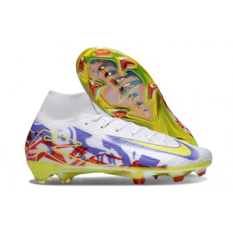 Nike Zoom Mercurial Superfly X Elite FG Blanc Violet Jaune