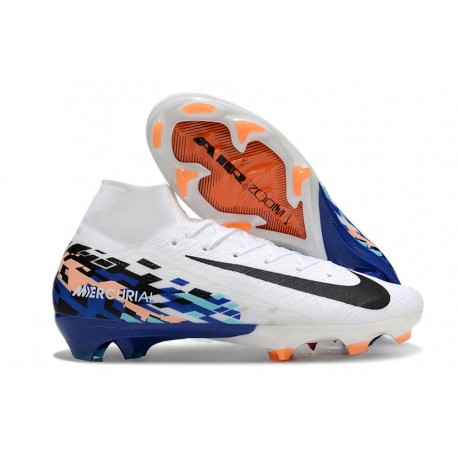 Nike Zoom Mercurial Superfly X Elite FG Blanc Bleu Noir