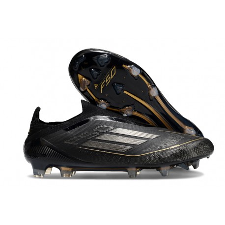 Crampons adidas F50 Elite Laceless FG Dark Spark - Noir Argenté Doré