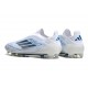Crampons adidas F50 Elite Laceless FG Blanc Bleu