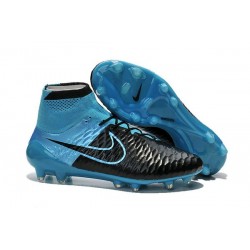 Crampon de Football Homme Nike Magista Obra FG ACC Cuir Noir Bleu