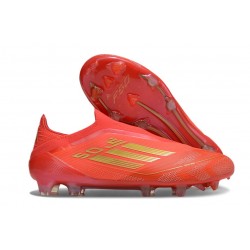 Crampons adidas F50 Elite Laceless FG Rouge Solaire Or Métallique Rouge Vif