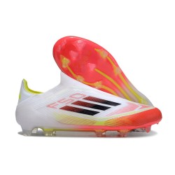 Crampons adidas F50 Elite Laceless FG Blanc Noir Jaune Solaire Rouge