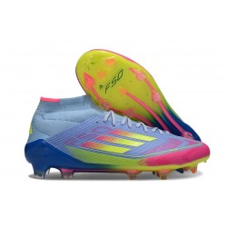 adidas F50 Elite Mid FG Bleu Fusion Citron Lucide Rose Lucide