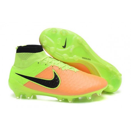 Chaussures Foot Nouvelle Nike Magista Obra FG ACC Cuir Jaune Volt Noir