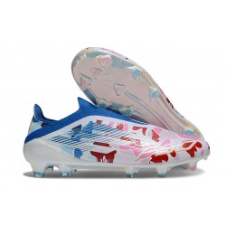 Crampons adidas F50 Elite Laceless FG Blanc Bleu Rose